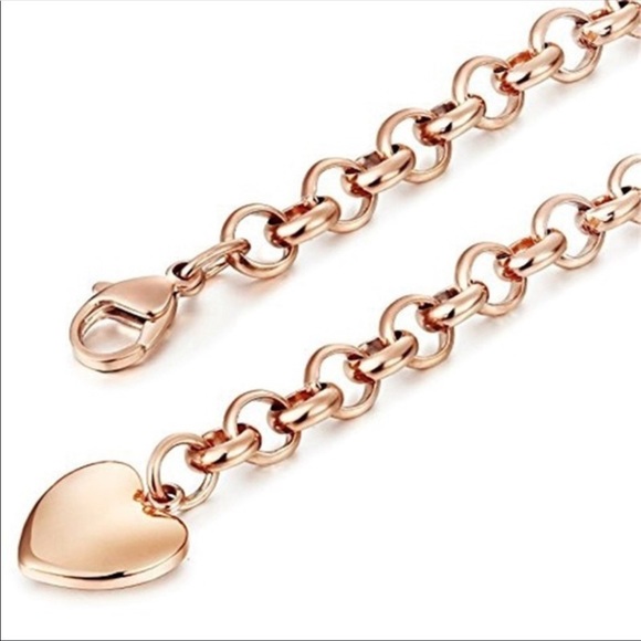 Chain Link Bracelet with Heart Charm ❤️ - Picture 2 of 4